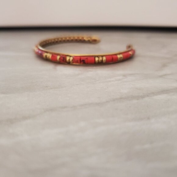 💖 Stella and Dot Beaded Beads Coral Exoctic Antiqed Bracelet 💖 - Picture 2 of 10